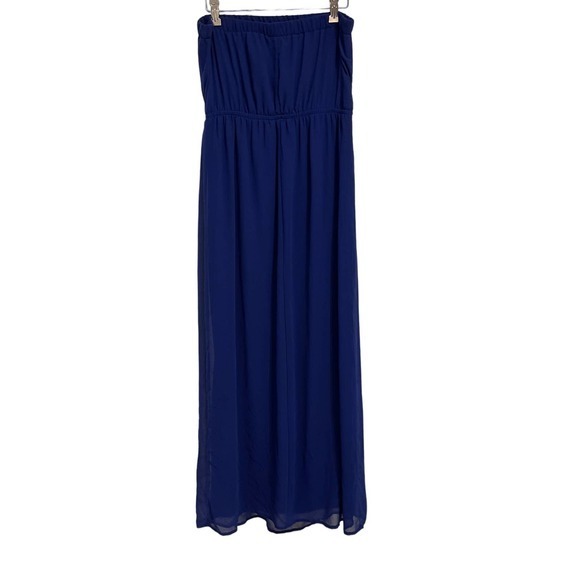 One Clothing Blue Strapless Flowy Maxi Dress Size Large‎ Pre-owned - Picture 3 of 8